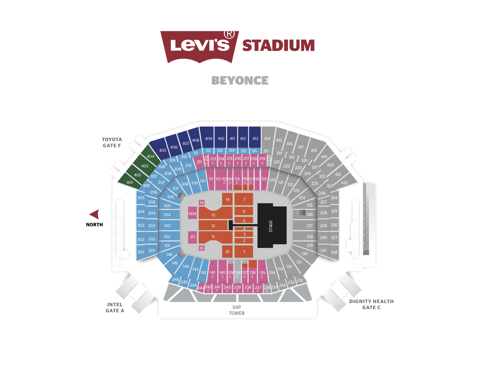 Beyonce Seating Chart Levi Stadium